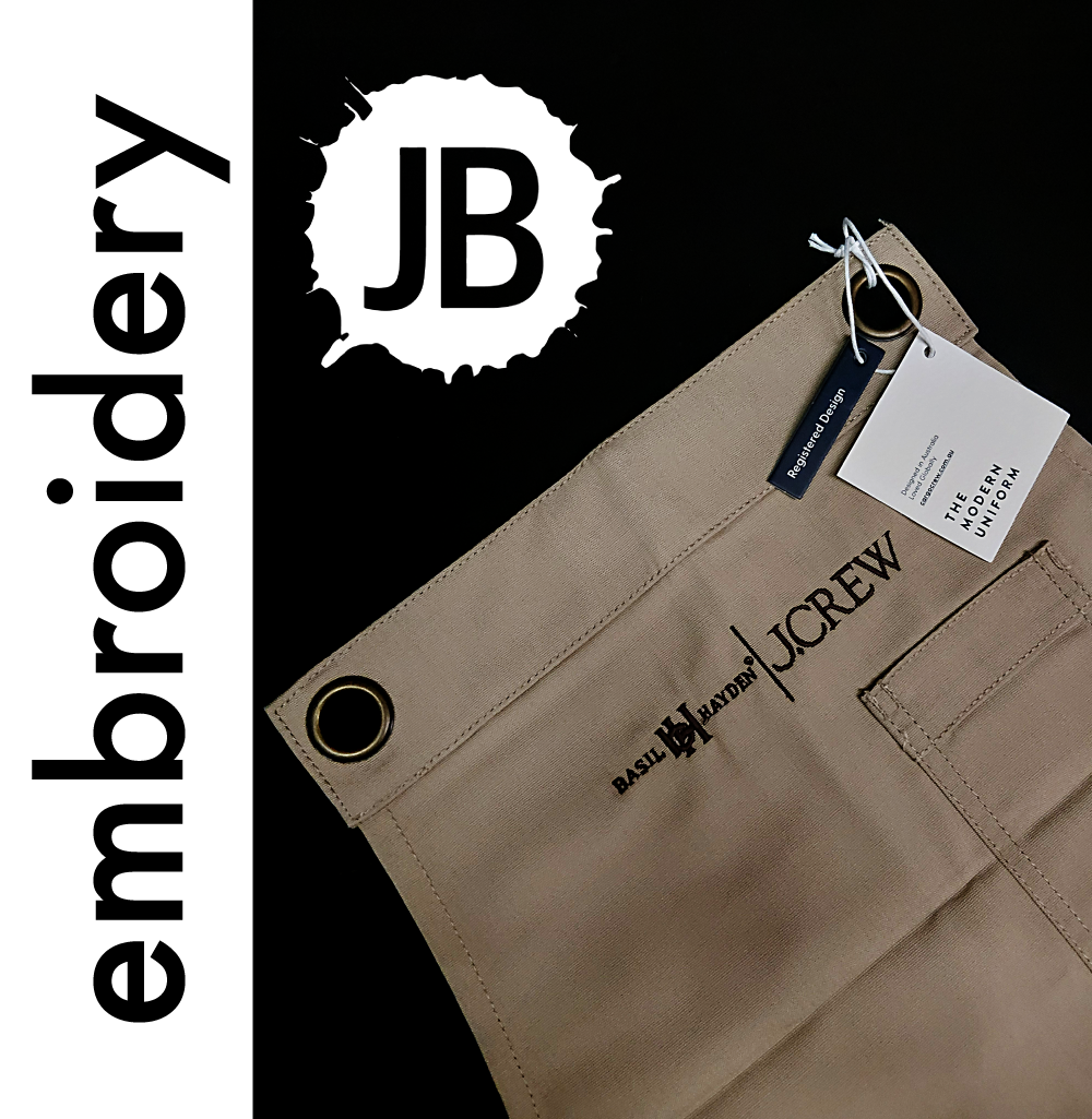 Basil Hayden embroidered apron by JB Screen Printing and Embroidery