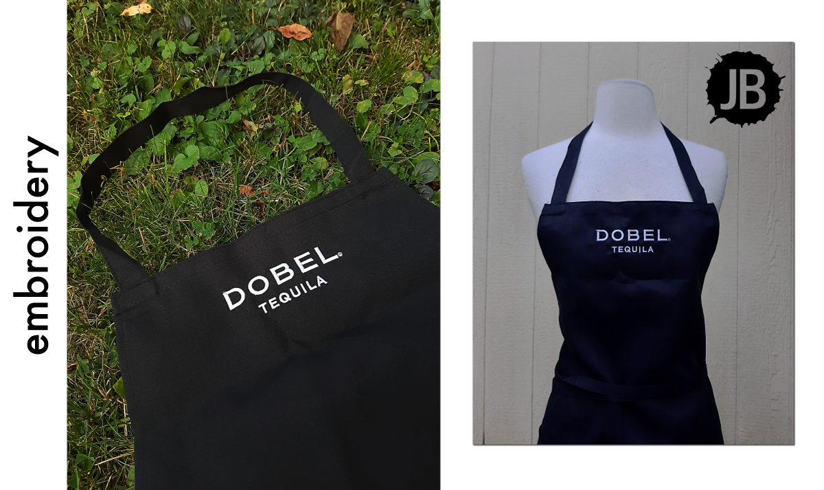 Dobel Tequila embroidered apron by JB Screen Printing and Embroidery
